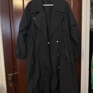 all in motion Black Long Trench Coat with Drawstring Waist